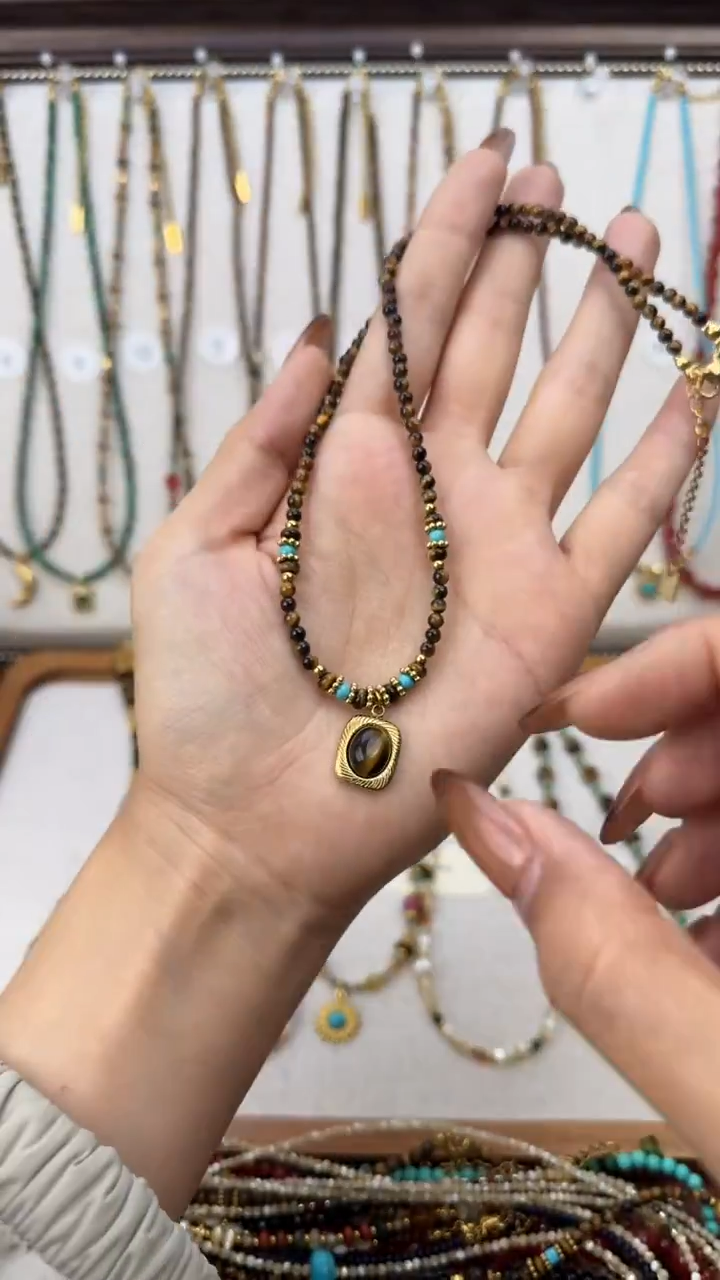 项链钛钢石英质玉方虎