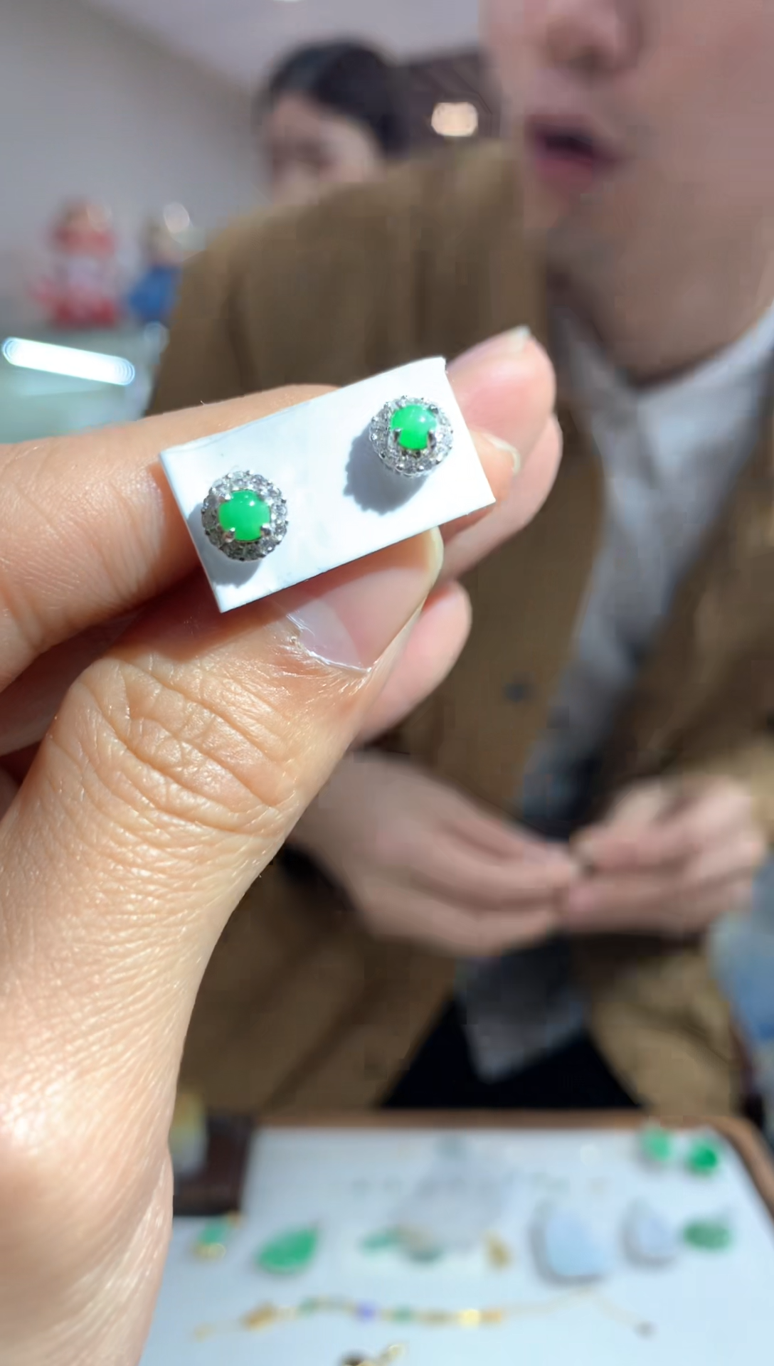 【闪购商品】翡翠耳饰银S925镶嵌耳钉