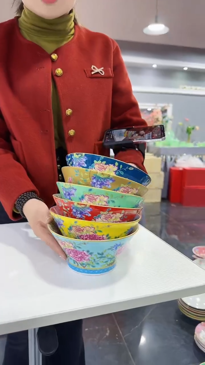 【闪购商品】瓷片7英寸小蛮腰面碗六个景德镇陶瓷