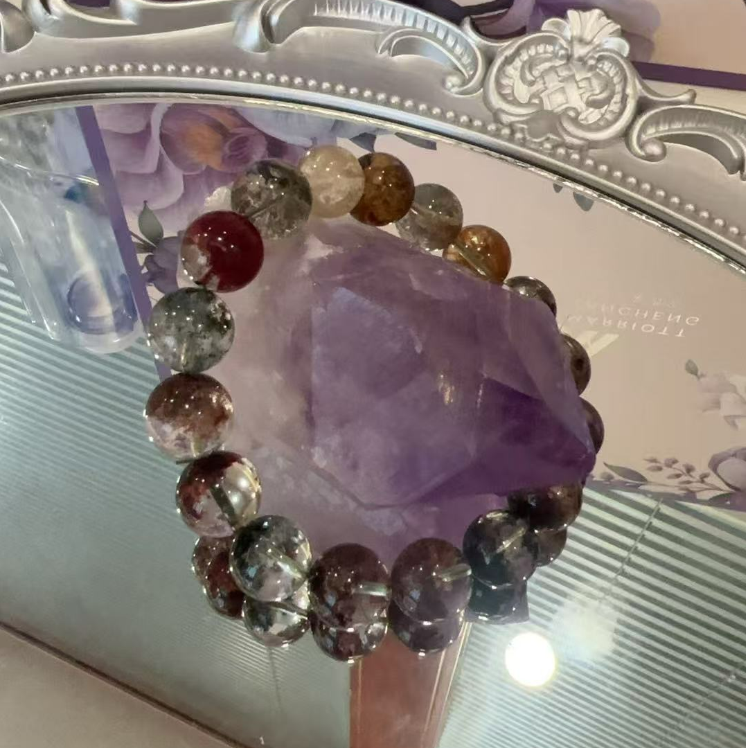 【绿幽灵】天然水晶 四季幽灵聚宝盆 卡12mm+ 高货 手链百搭女款