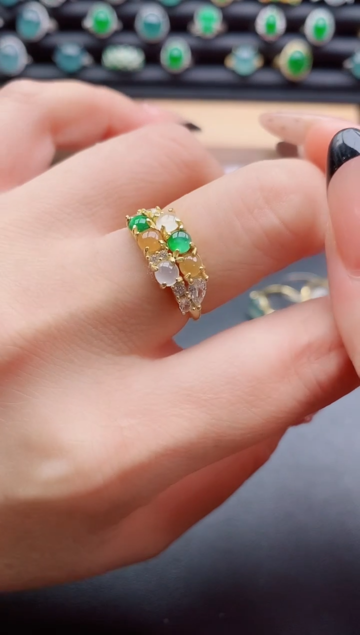 银S925镶嵌戒指翡翠1