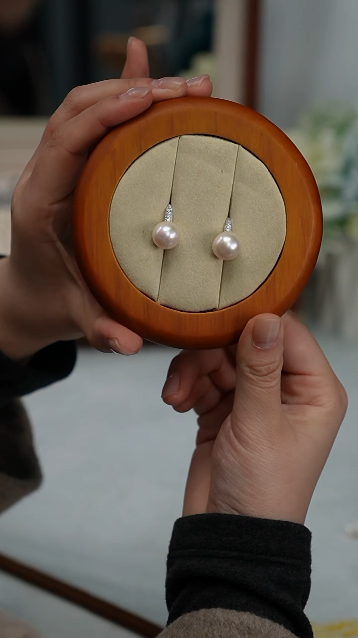 【闪购商品】淡水珍珠耳饰银S925镶嵌高跟鞋耳饰 11-12mm