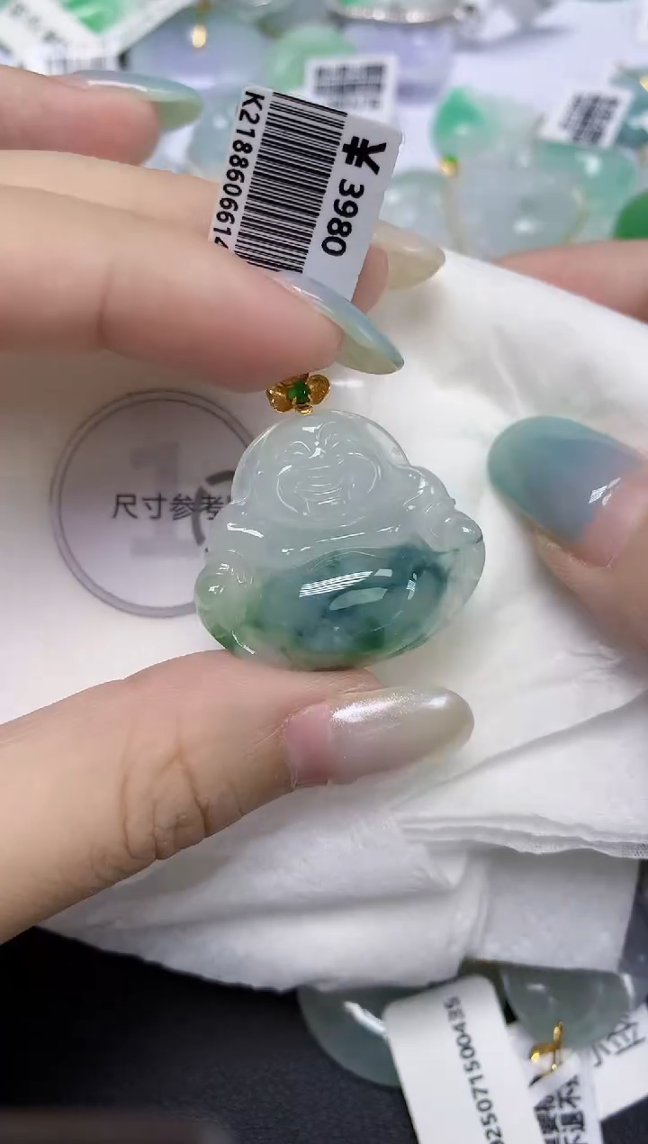 翡翠18K金镶嵌颈饰天然缅甸翡翠A货百元以上9元证书费自理