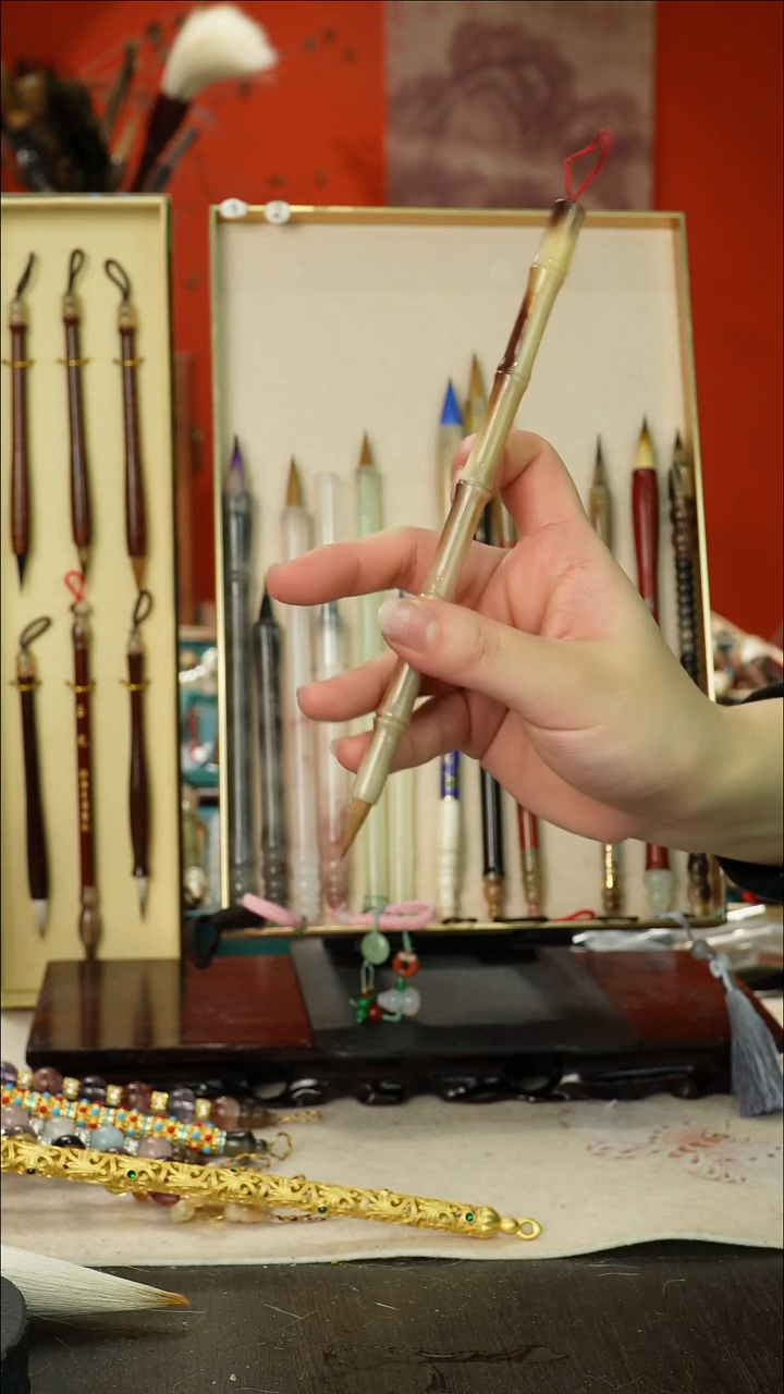 203号闪孤品高货毛笔链接 清水试笔 蘸墨不退