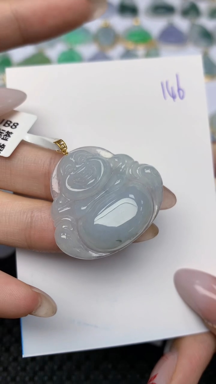 【闪购商品】翡翠颈饰18K金镶嵌天然翡翠A货 47