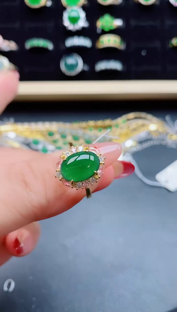 【闪购商品】翡翠戒指银S925镶嵌1321