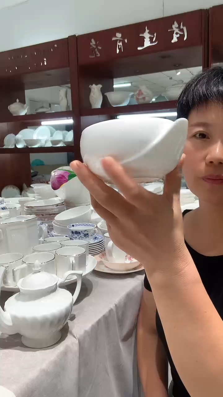 双耳碗白瓷1个隆达4英寸