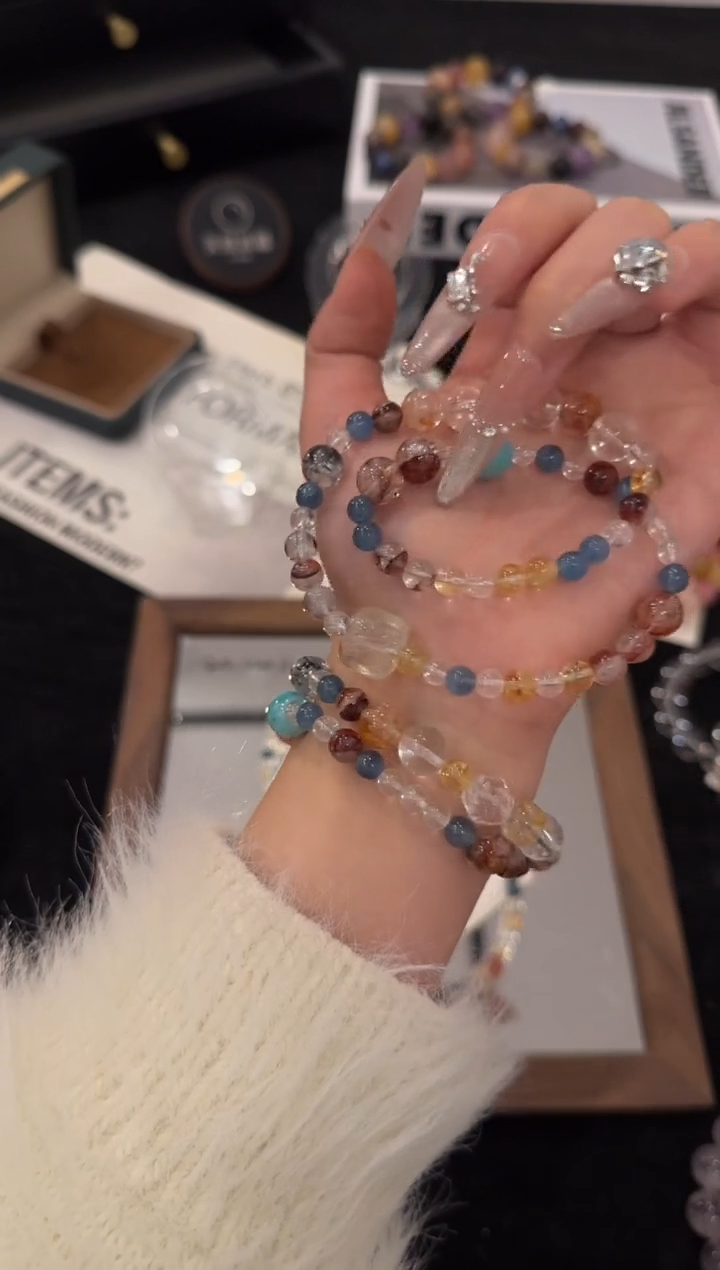 未镶嵌手链水晶多宝双圈x3439