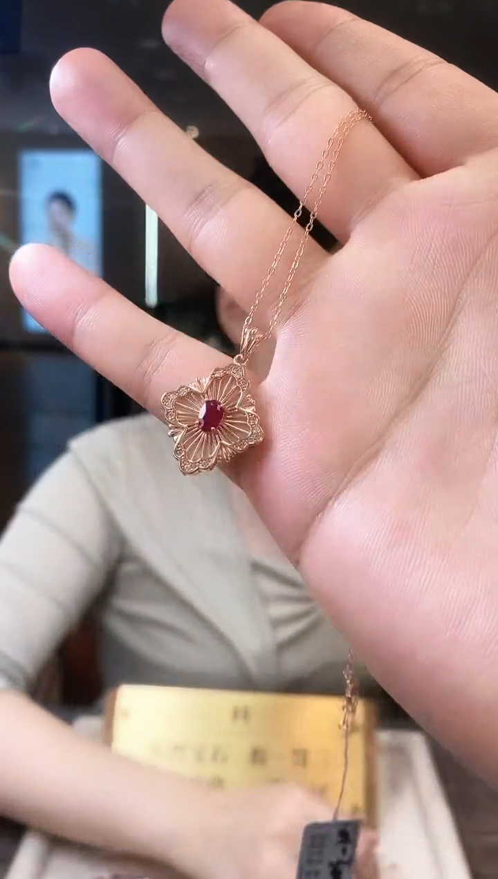 项链银S925镶嵌红宝石09