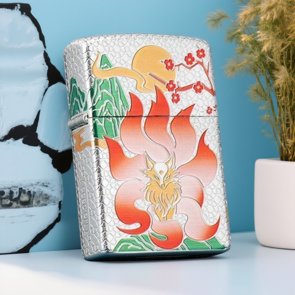 二代包银九尾狐砂轮打火机【全新机无煤油】