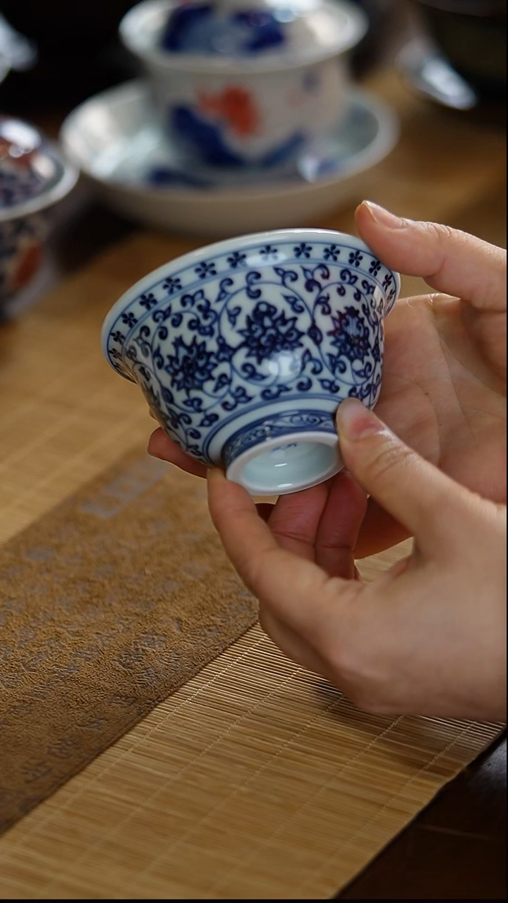 瓷片景德镇陶瓷茶器缠枝莲大号