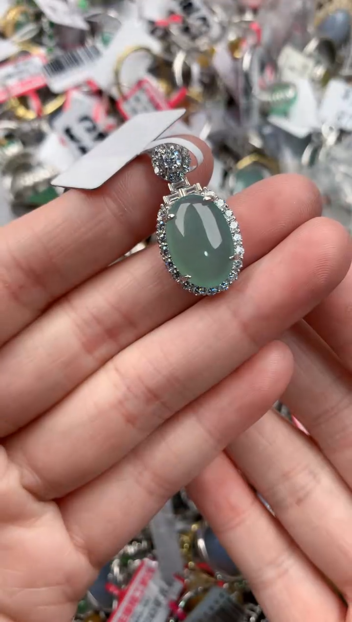 银S925镶嵌戒指翡翠555      1