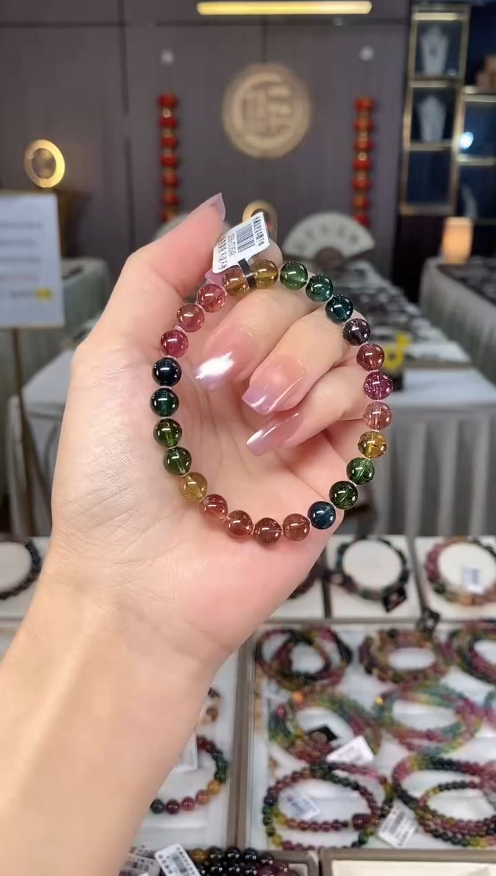 未镶嵌老矿碧玺彩虹单圈手串7mm+碧玺多样性发货一条hon