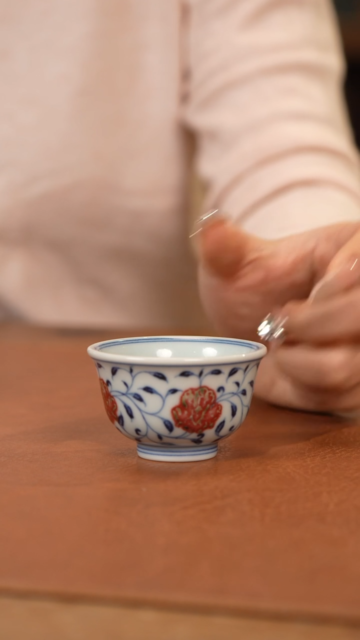 【闪购商品】杯和然窑釉里红迷你小压手