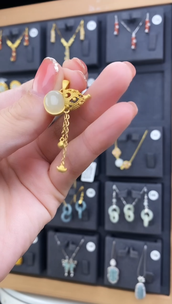 和田玉银S925镶嵌吊坠(不含链)尾*葫芦