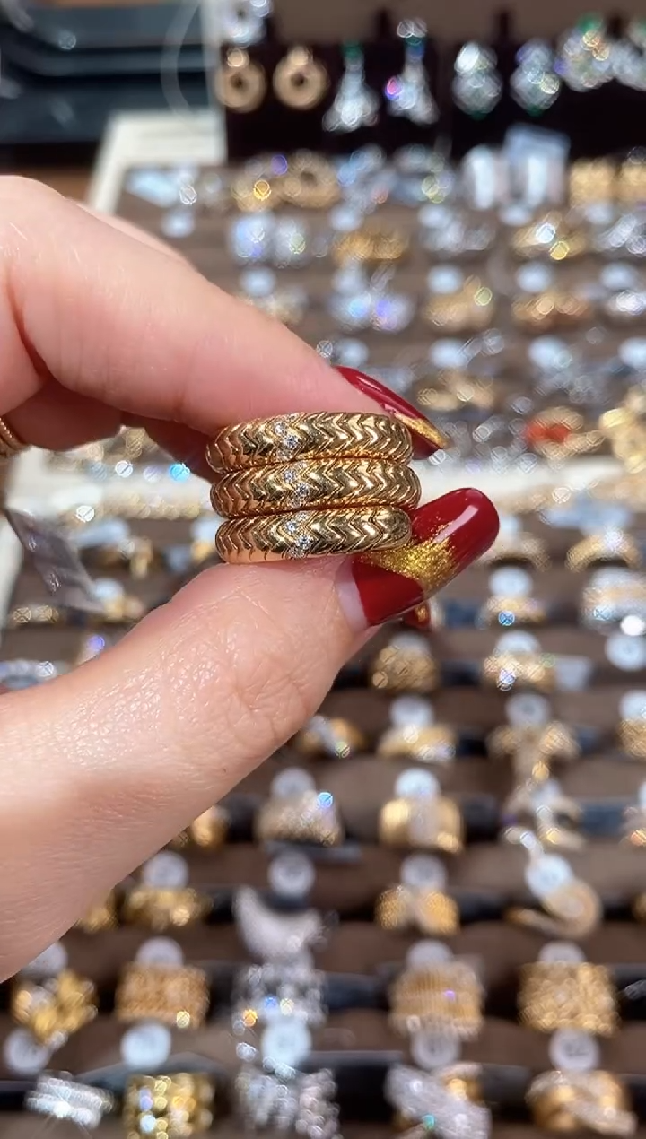 【闪购商品】钻石戒指/指环18K金镶嵌18K金钻石多圈蛇戒14