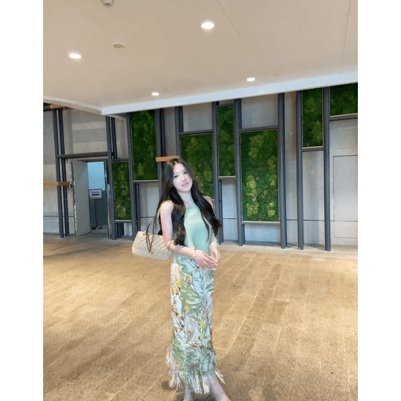 一只雪雪【海边探戈】新款夏季气质度假复古流苏温柔显瘦碎花套装