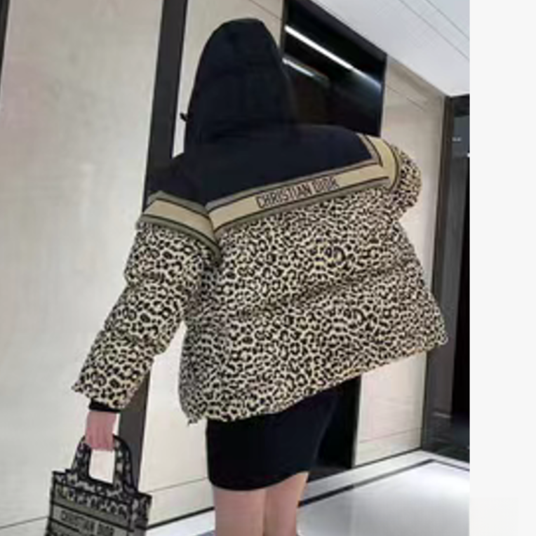 未使用 DIOR/迪奥 Dior 字母logo豹纹棉服XS