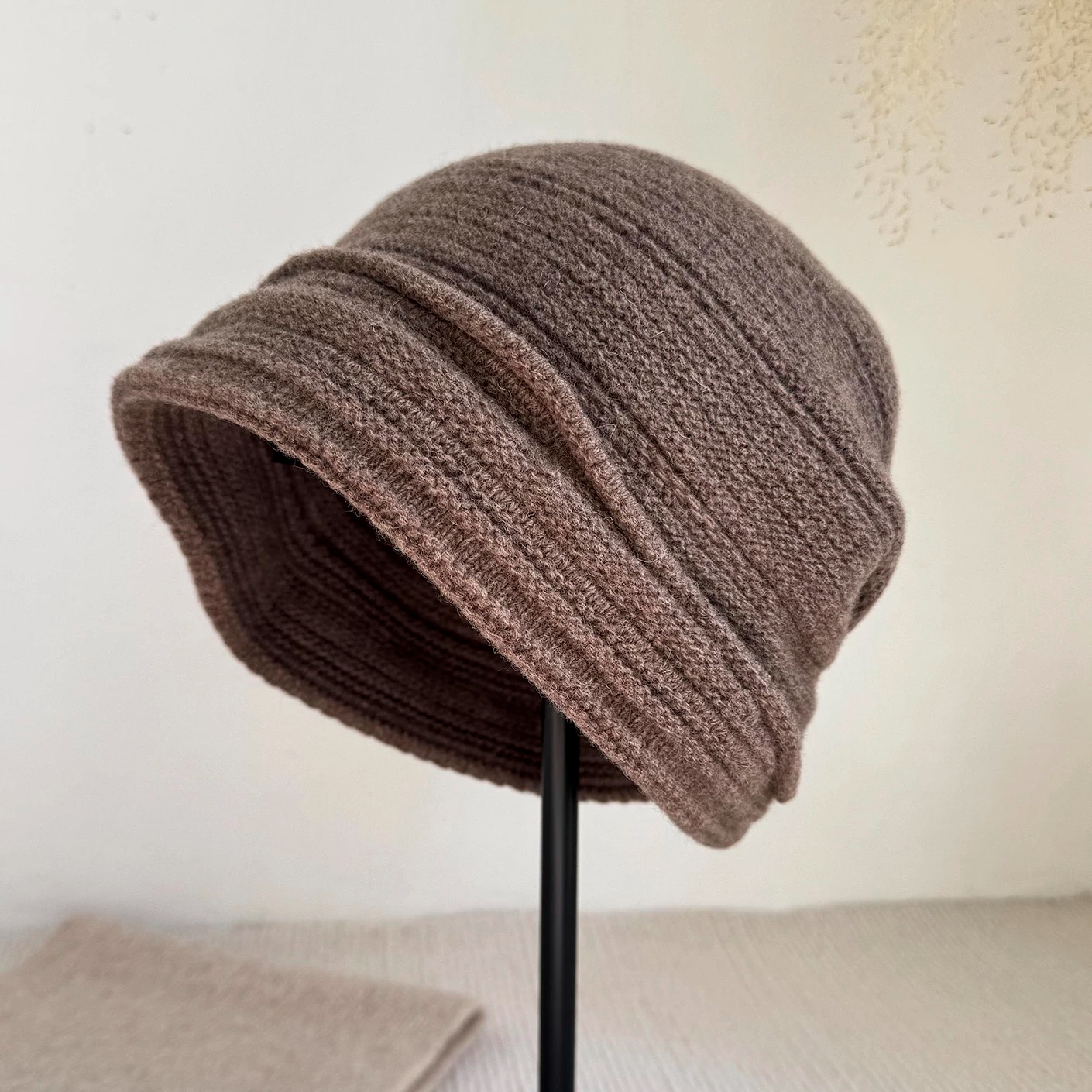 秋冬褶皱卷檐针织帽冷帽冬季帽子堆堆套头帽