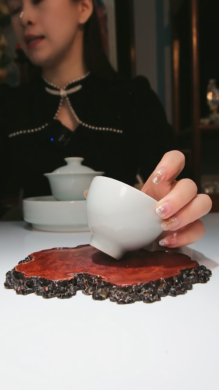 【闪购商品】天予窑-玉青釉鸡心杯