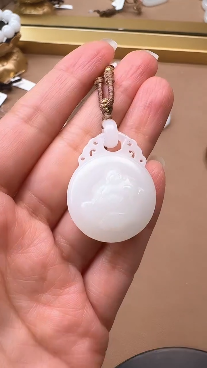 【闪购商品】和田玉吊坠未镶嵌1455 圆牌弥勒佛