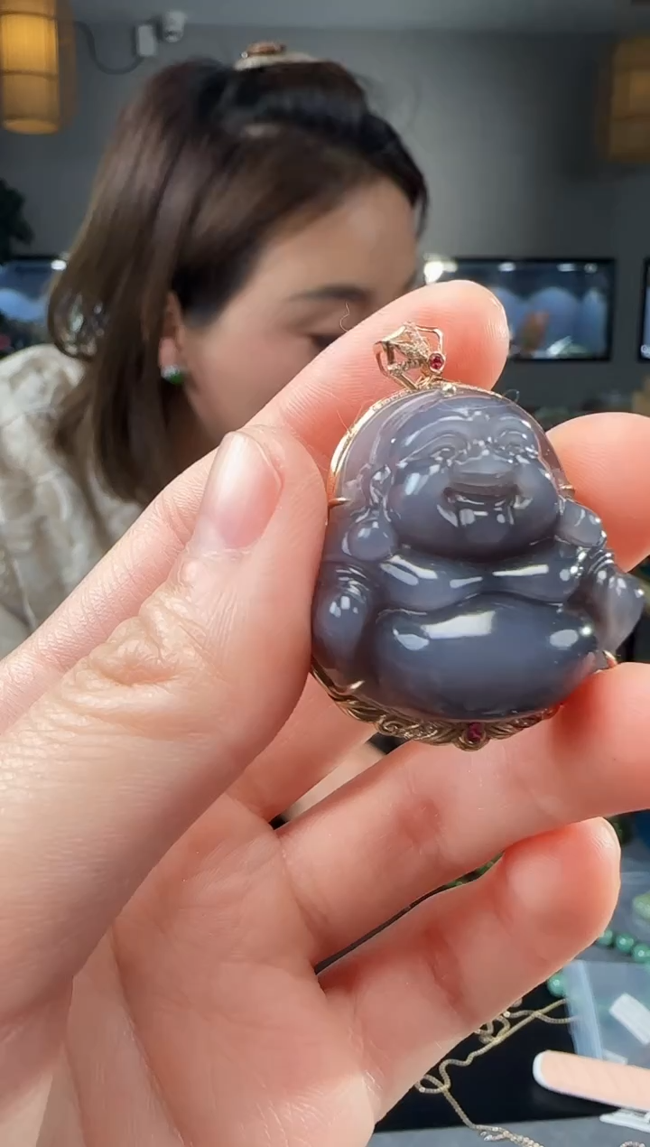 【闪购商品】和田玉吊坠(不含链)18K金镶嵌1