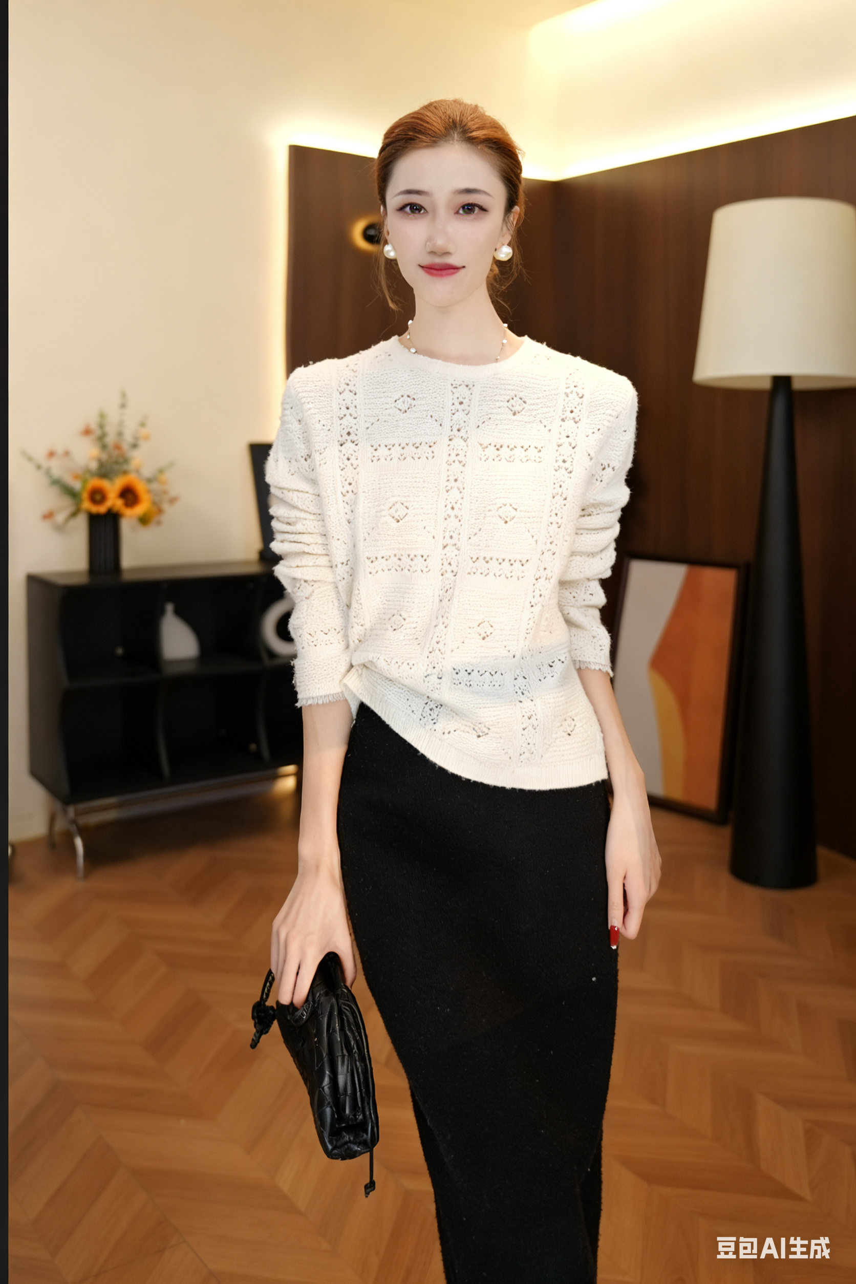 【晶晶】MY42-05圆领刺绣慵懒针织衫宽松打底衫秋冬针织