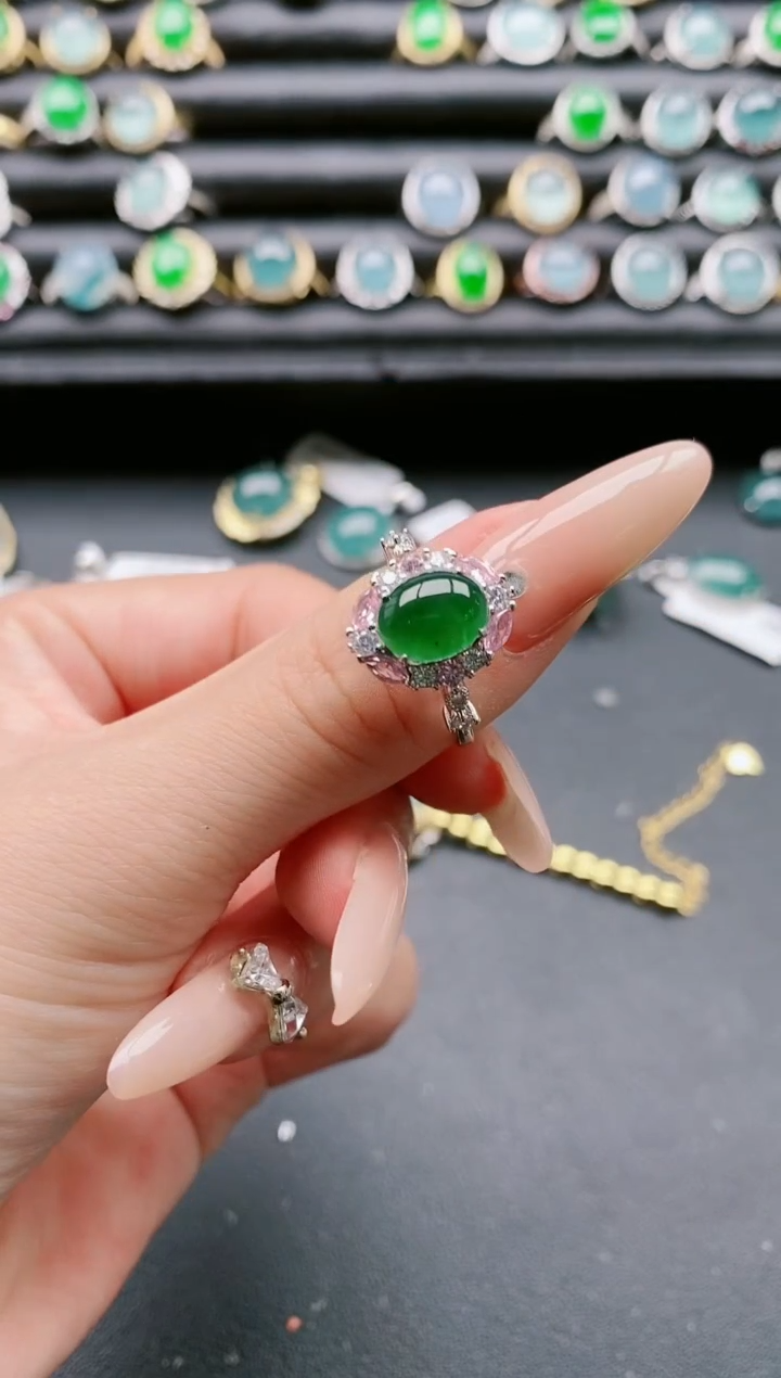 【闪购商品】翡翠戒指银S925镶嵌111111