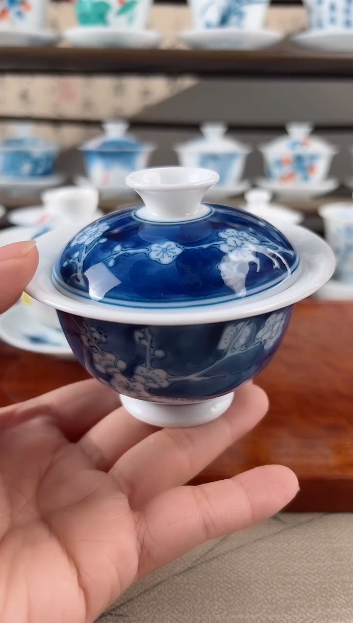 微瑕冰梅二才元宝盖碗150ml