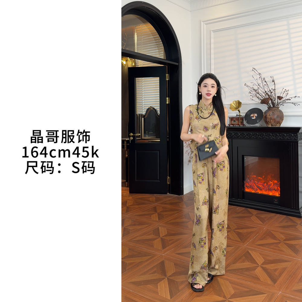 现货【清平乐】新中式休闲百搭修身显瘦时尚夏季国风薄款上衣套装