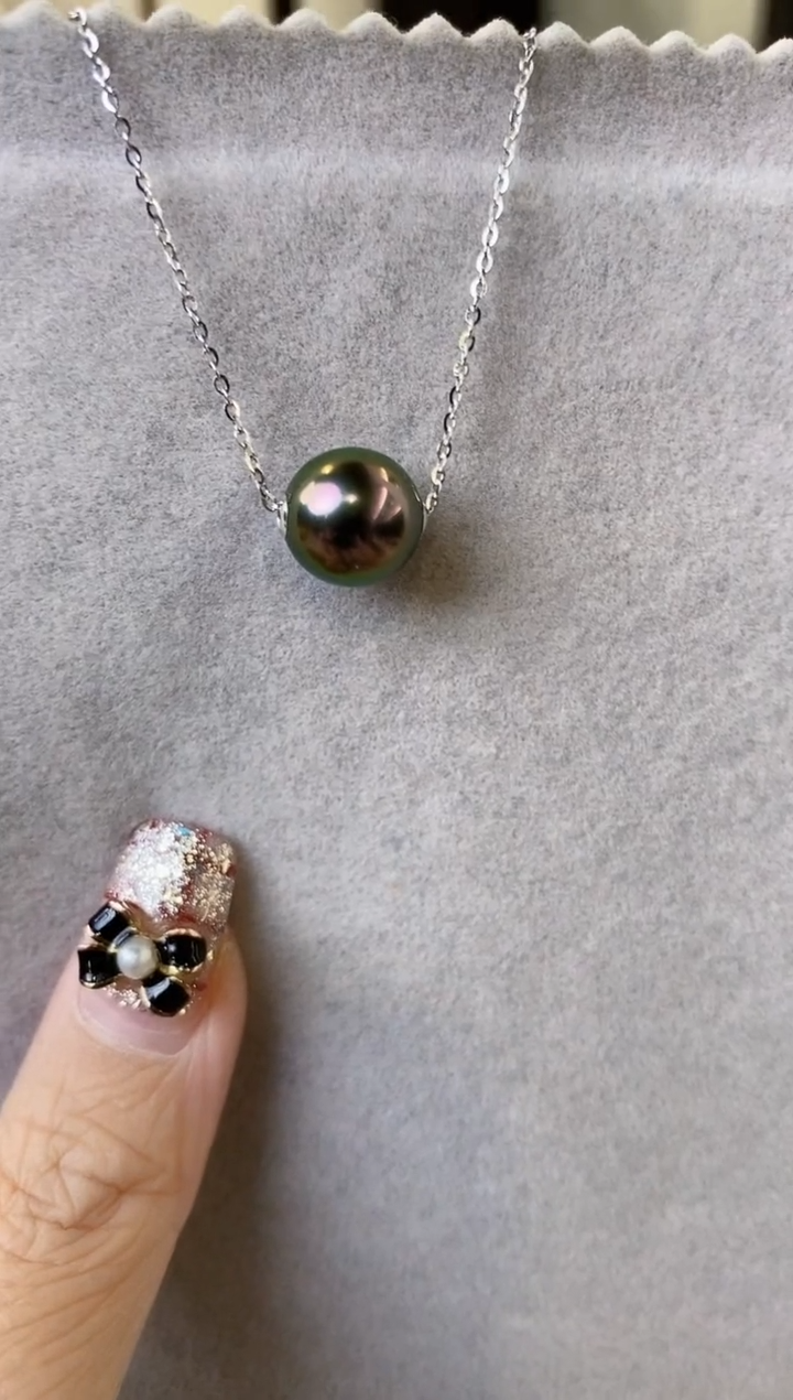 【闪购商品】海水珍珠项链未镶嵌10-11大溪地黑珍珠项链