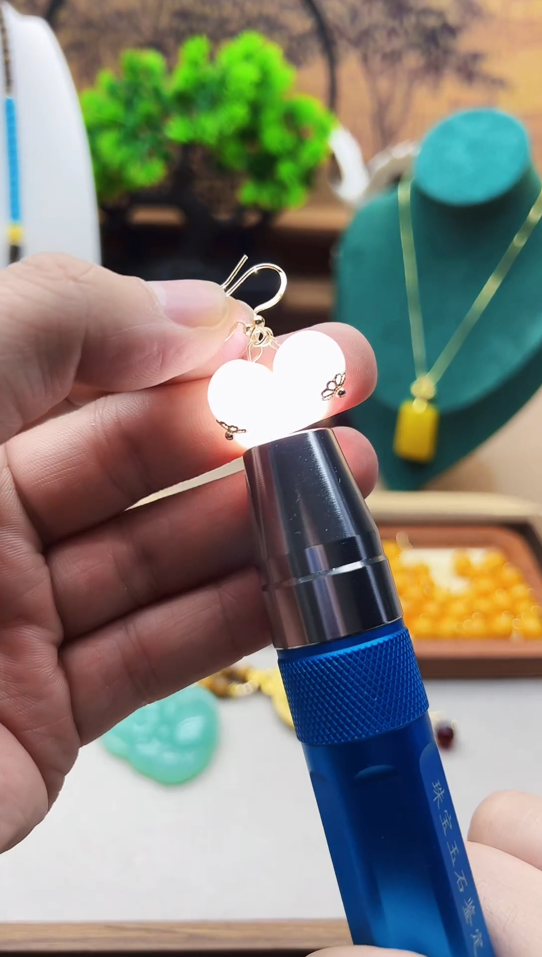 【闪购商品】和田玉耳饰14K金镶嵌E118