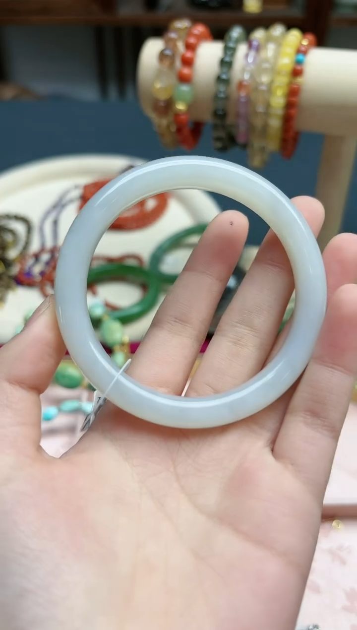 【闪购商品】和田玉手镯未镶嵌和田玉烟紫57#手镯*1 YR