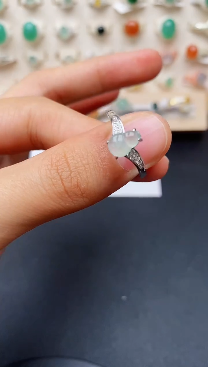 【闪购商品】翡翠戒指银S925镶嵌缅甸翡翠