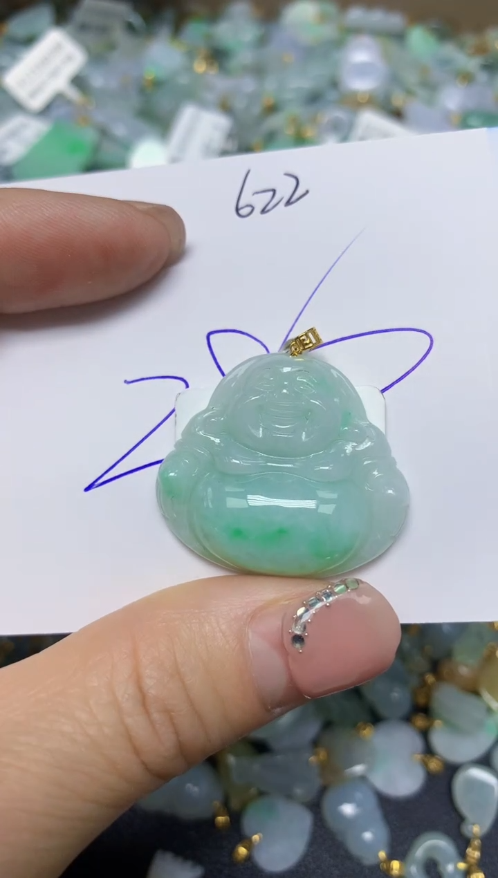 【闪购商品】翡翠挂件18K金镶嵌 天然翡翠A货