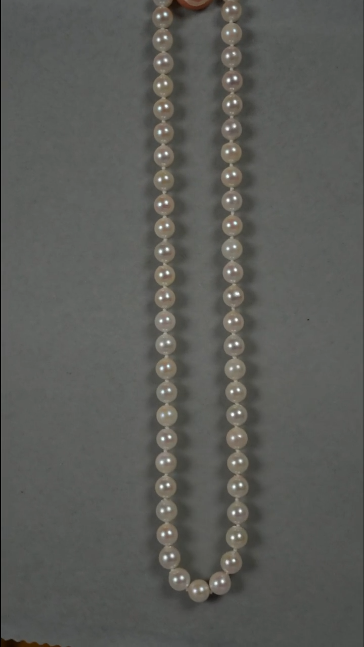 项链银S925镶嵌海水珍珠AK羽皇金7-7.5mm