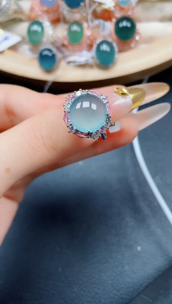 【闪购商品】翡翠戒指银S925镶嵌翡翠