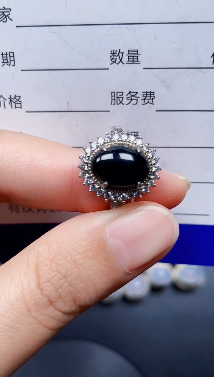 银S925镶嵌戒指翡翠78