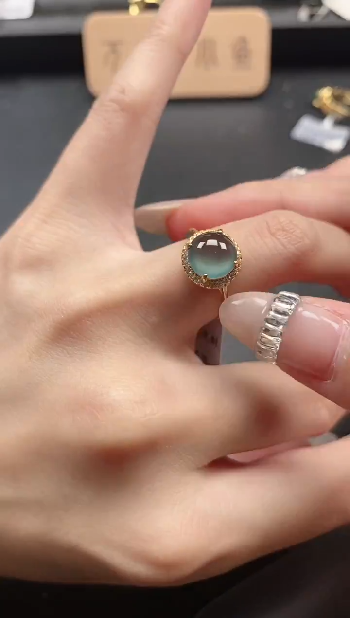 银S925镶嵌戒指翡翠4111