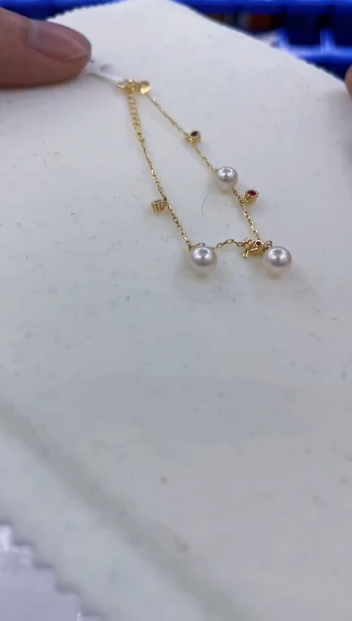 银S925镶嵌手链海水珍珠  