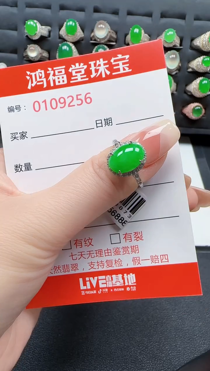 【闪购商品】翡翠戒指银S925镶嵌9256