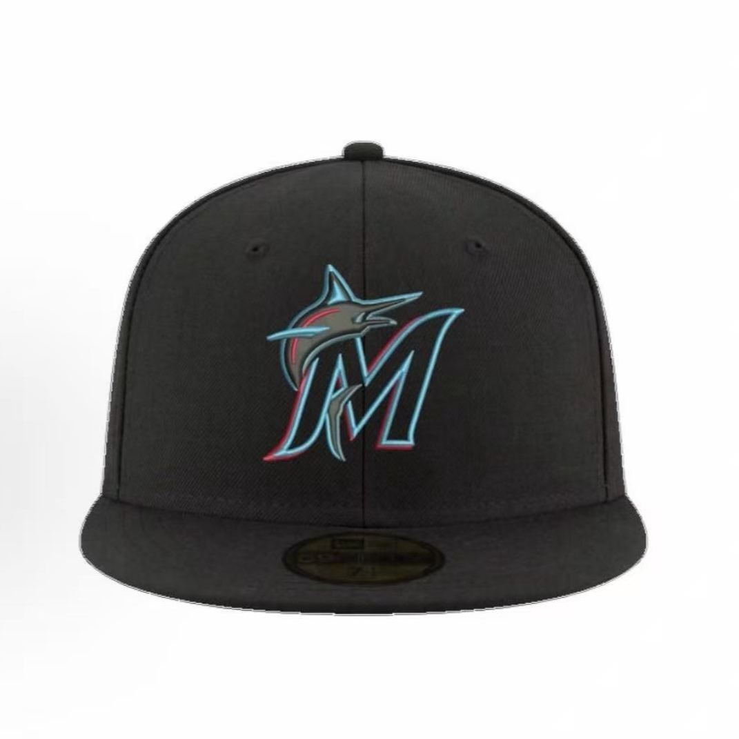 NEW Era 5950全封平沿帽 迈阿密林鱼队 黑色