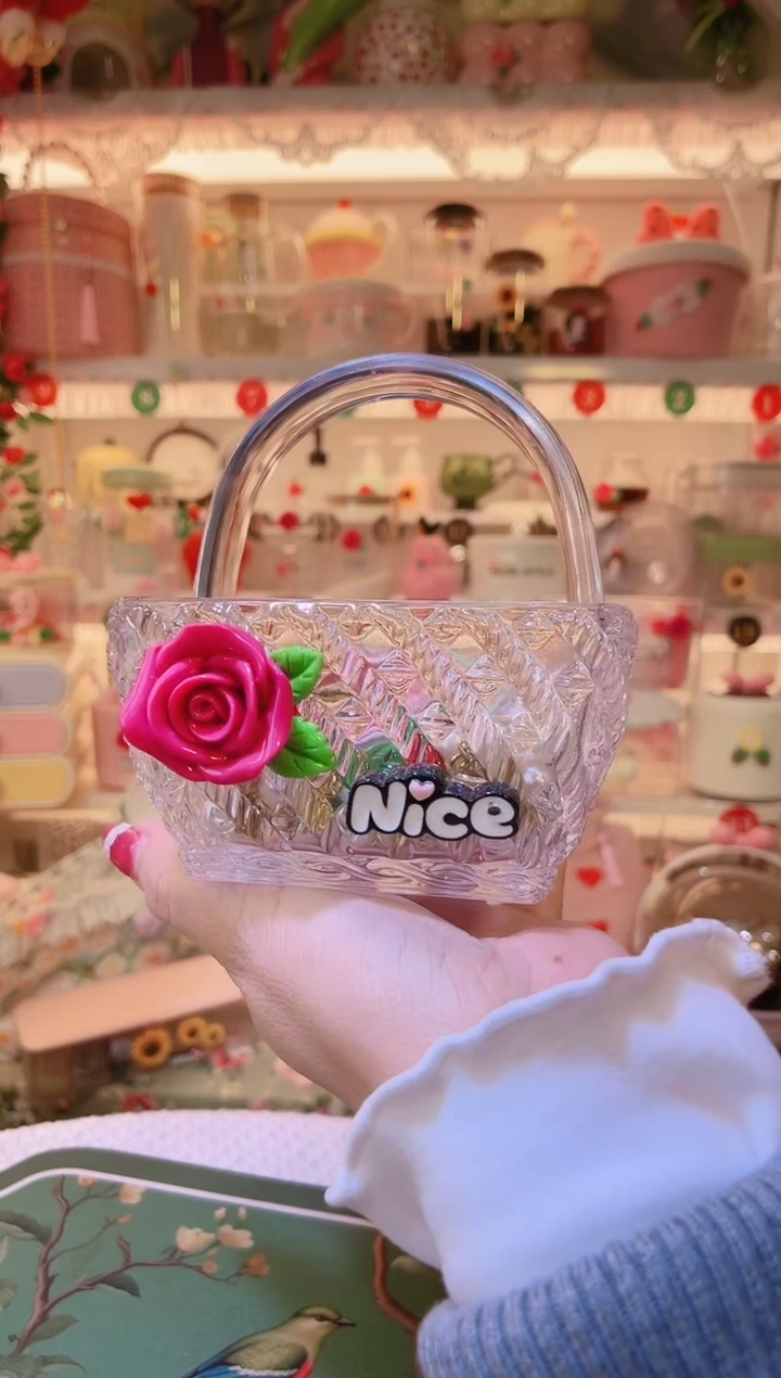 玫瑰花四方小提篮——手工制作品质好！