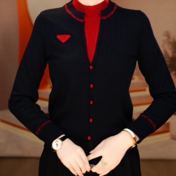 国颐 秋季新款含棉羊毛衣针织毛线衣柔软保暖百搭上衣V25C896