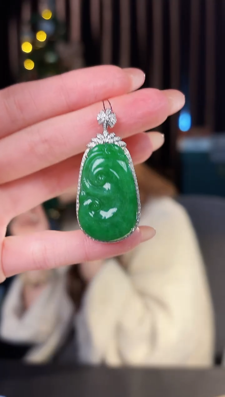 【闪购商品】翡翠颈饰18K金镶嵌缅料A货/支持复检/一件