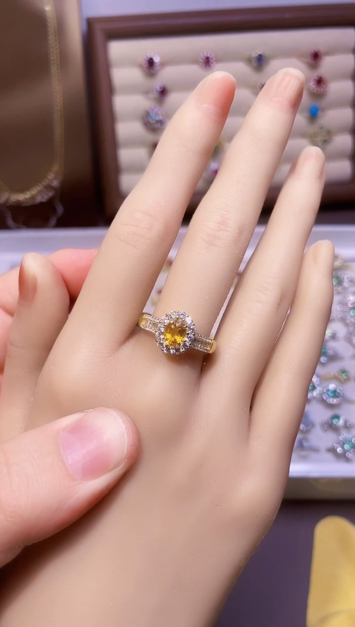 【闪购商品】彩色蓝宝石戒指银S925镶嵌一枚
