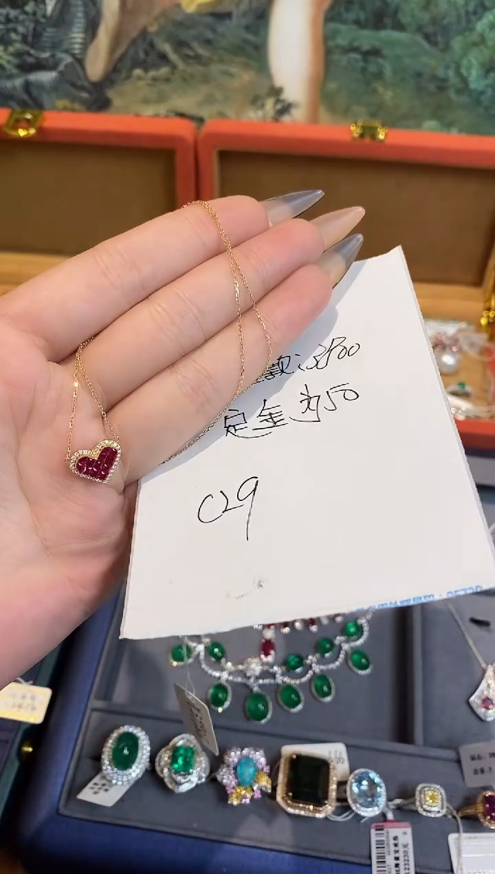 项链18K金镶嵌红宝石楚楚珠宝中古甄选不退换