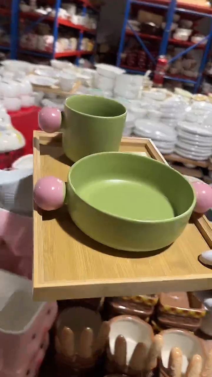 陶瓷绿色2件套微瑕 凑满20元包邮