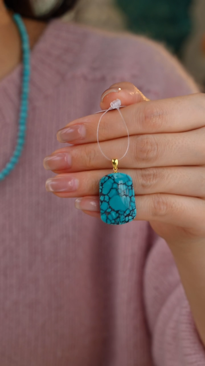 【闪购商品】绿松石吊坠(不含链)18K金镶嵌1