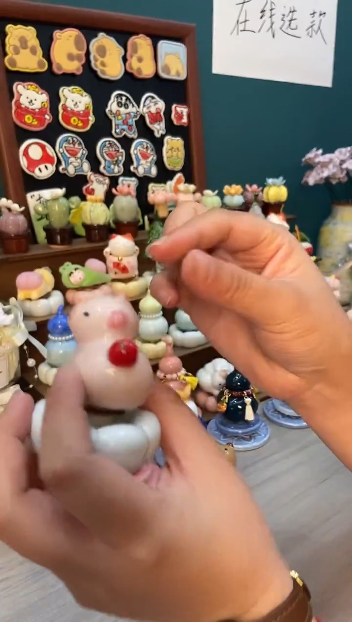 摆件陶粉色卡皮吧啦景德镇陶瓷1个装